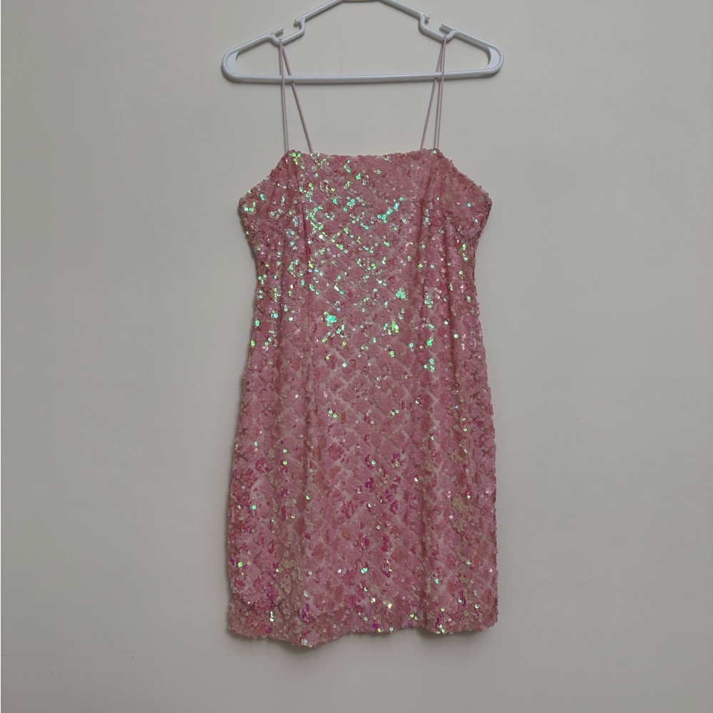 Topshop Pink Sequin Mini Dress